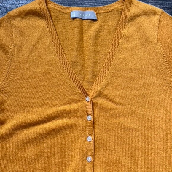 NWOT Everlane The Cotton-Merino Short-Sleeve Cardigan in Marigold S - Picture 4 of 6